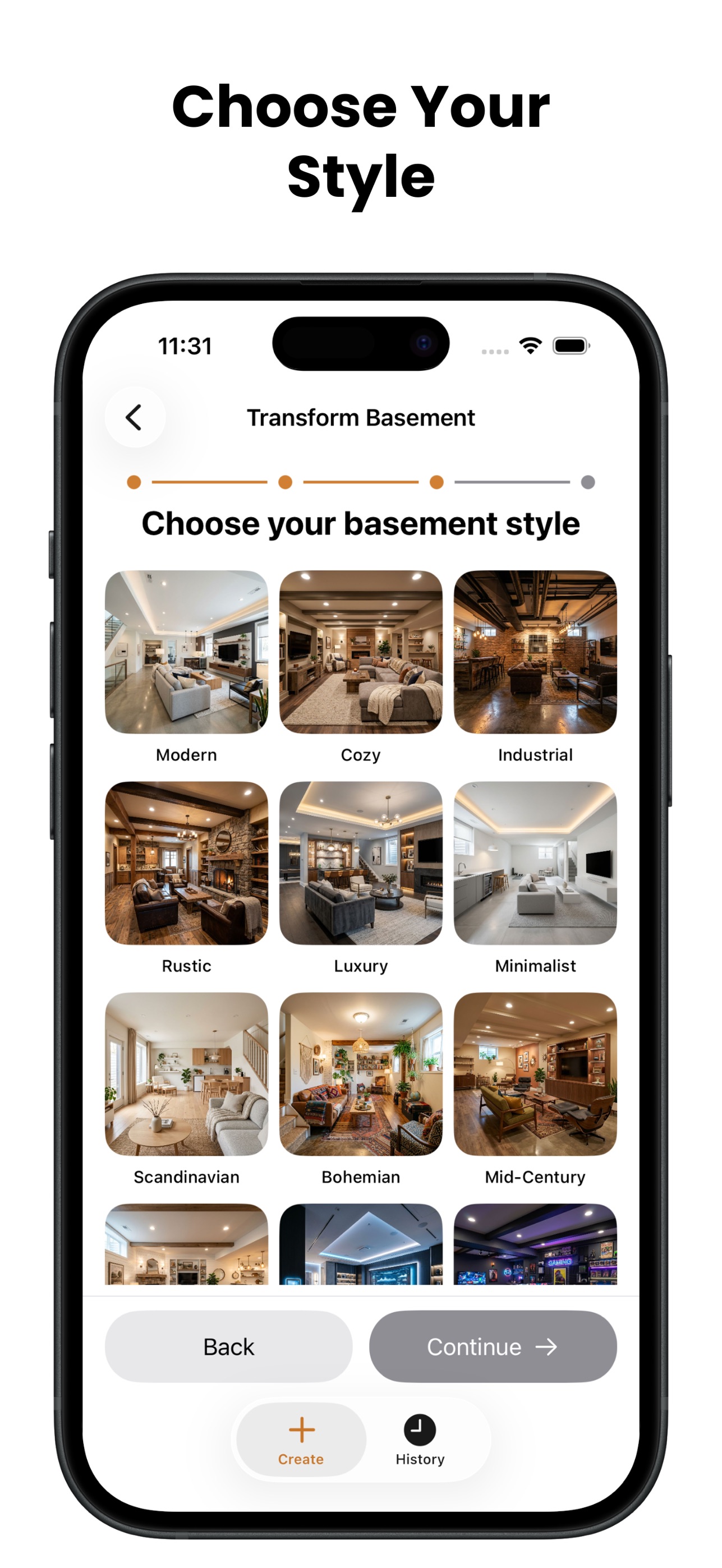 Basement Design app screenshot